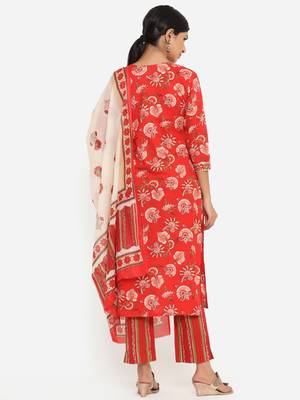 Red printed cotton ethnic-kurtis 3