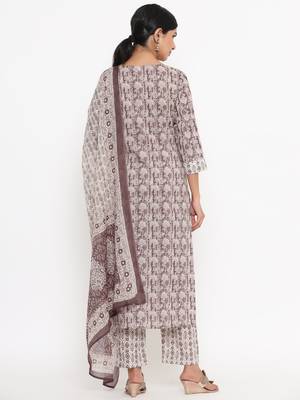 Beige printed cotton ethnic-kurtis 3