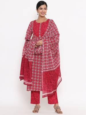 Pink printed cotton ethnic-kurtis 1
