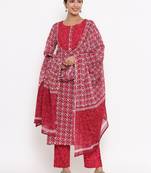 Pink printed cotton ethnic-kurtis