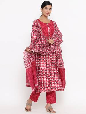 Pink printed cotton ethnic-kurtis 2