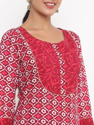 Pink printed cotton ethnic-kurtis 5