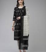 Black printed cotton ethnic-kurtis