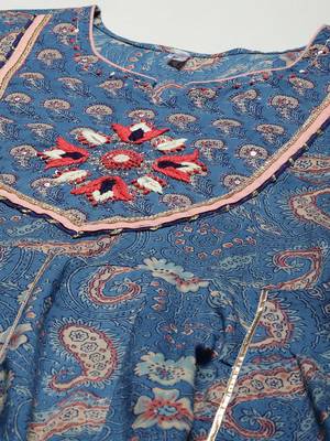 Blue printed cotton ethnic-kurtis 4