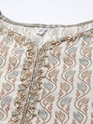 Beige printed cotton silk ethnic-kurtis 4