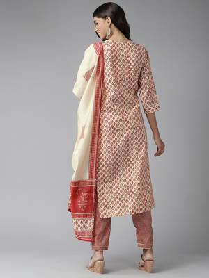 Red printed cotton silk ethnic-kurtis 3
