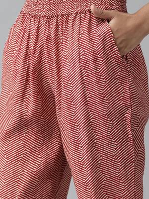 Red printed cotton silk ethnic-kurtis 5