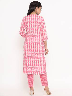 Pink printed cotton ethnic-kurtis 3