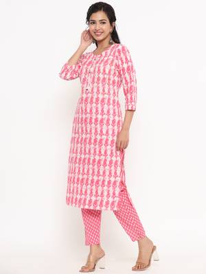 Pink printed cotton ethnic-kurtis 4