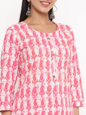 Pink printed cotton ethnic-kurtis 5