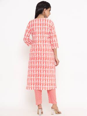 Peach printed cotton ethnic-kurtis 3