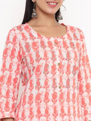 Peach printed cotton ethnic-kurtis 5