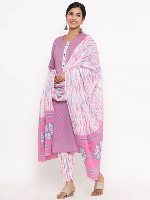 Pink printed cotton ethnic-kurtis 2