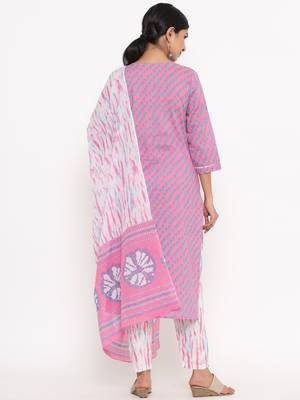 Pink printed cotton ethnic-kurtis 3