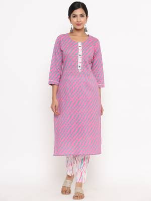 Pink printed cotton ethnic-kurtis 4