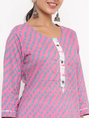 Pink printed cotton ethnic-kurtis 5