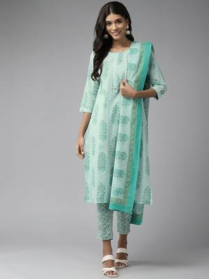 Green printed cotton ethnic-kurtis 1