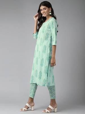 Green printed cotton ethnic-kurtis 2