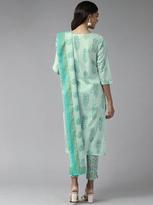 Green printed cotton ethnic-kurtis 3