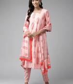 Pink printed cotton ethnic-kurtis