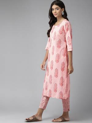 Pink printed cotton ethnic-kurtis 2