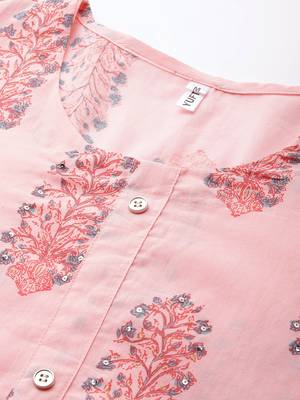 Pink printed cotton ethnic-kurtis 4