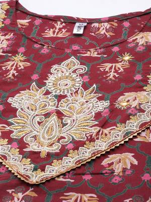 Maroon printed cotton ethnic-kurtis 4