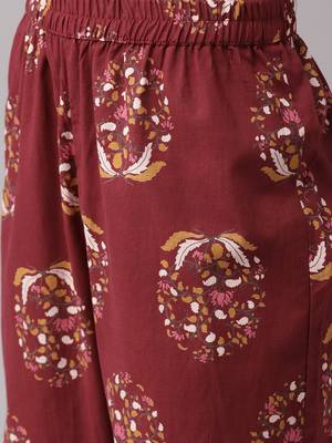 Maroon printed cotton ethnic-kurtis 5