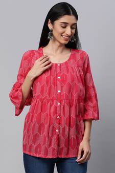 Pink printed cotton cotton-tops