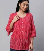 Pink printed cotton cotton-tops