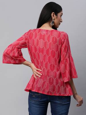 Pink printed cotton cotton-tops 2