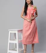 Pink printed cotton long-dresses