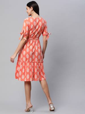 Pink printed cotton long-dresses 2