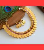 Antique purple coin necklace set dj-06848