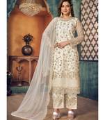 Off White Embroidered Pakistani Salwar Suit
