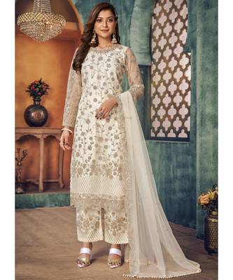 Off White Embroidered Pakistani Salwar Suit 2