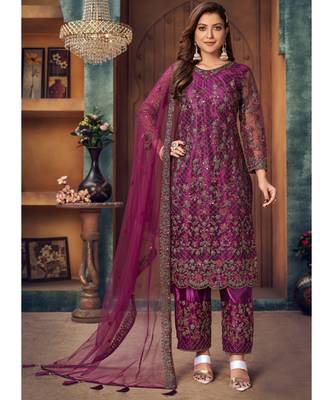 Magenta Pink Embroidered Pakistani Salwar Suit 1