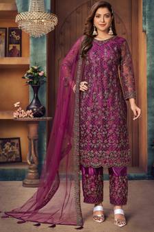 Magenta Pink Embroidered Pakistani Salwar Suit