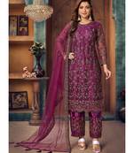 Magenta Pink Embroidered Pakistani Salwar Suit