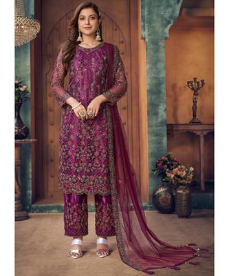 Magenta Pink Embroidered Pakistani Salwar Suit 2