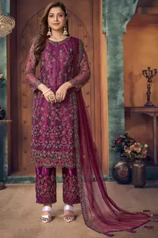 Magenta Pink Embroidered Pakistani Salwar Suit