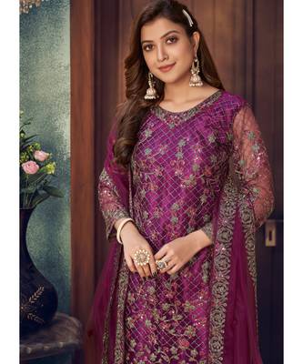 Magenta Pink Embroidered Pakistani Salwar Suit 3
