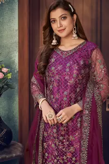 Magenta Pink Embroidered Pakistani Salwar Suit