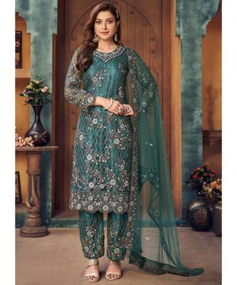 Teal Green Embroidered Pakistani Salwar Suit 2