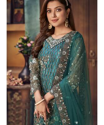 Teal Green Embroidered Pakistani Salwar Suit 3