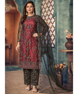 Red And Black Embroidered Pakistani Salwar Suit 1