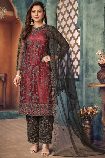 Red And Black Embroidered Pakistani Salwar Suit