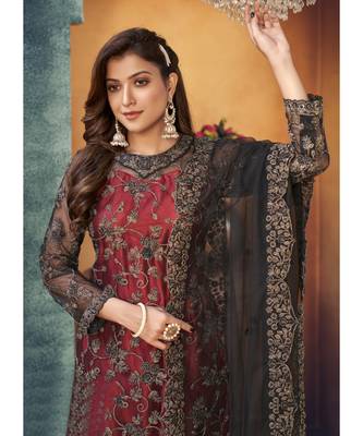 Red And Black Embroidered Pakistani Salwar Suit 3