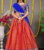 Red jacquard art silk semi stitched lehenga