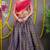 Navy-blue jacquard art silk semi stitched lehenga